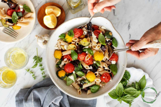 Italian Pesto Pasta with Roasted Vegetables Recipe