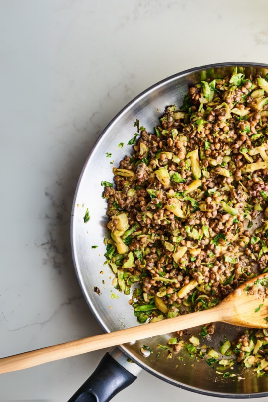 Warm Lentil and Brussels Sprout Bowl